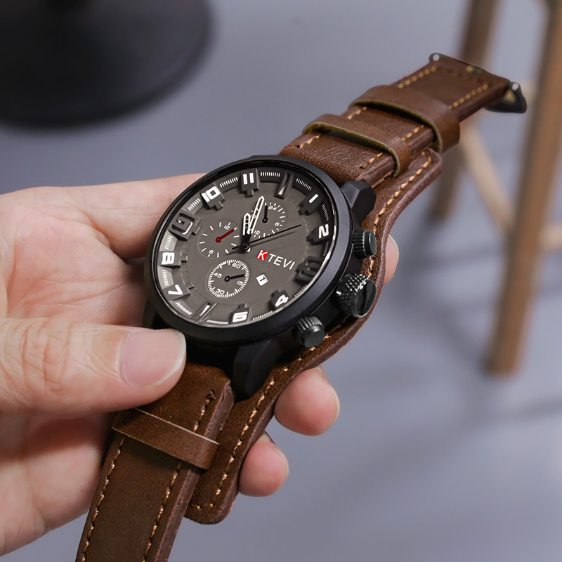 Leather Watch Band Men - Мужские часы в стиле ретро, ​​классические