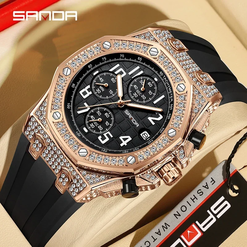 Rubber Strap Diver - Мужские кварцевые часы SANDA 7026: модные,