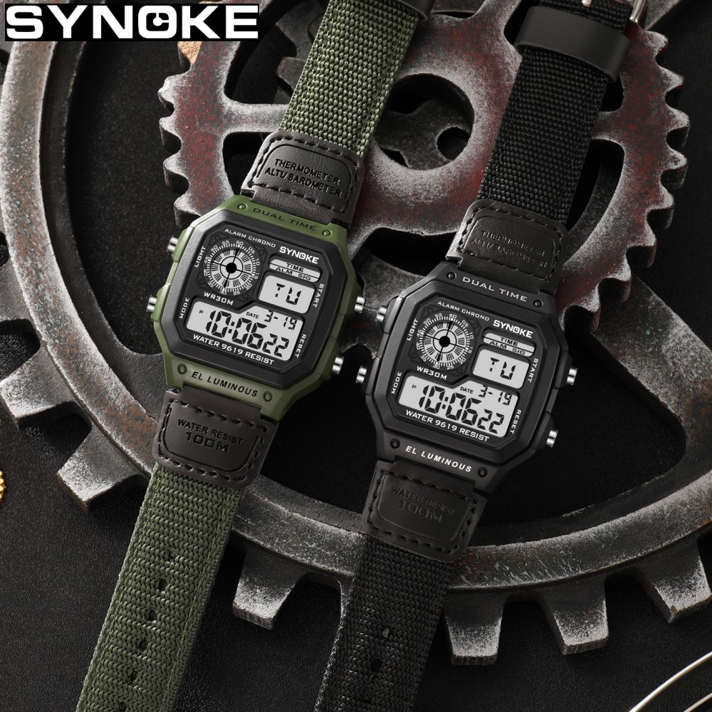 Synoke уличные военные цифровы – обзор и цена Canvas Strap Watch