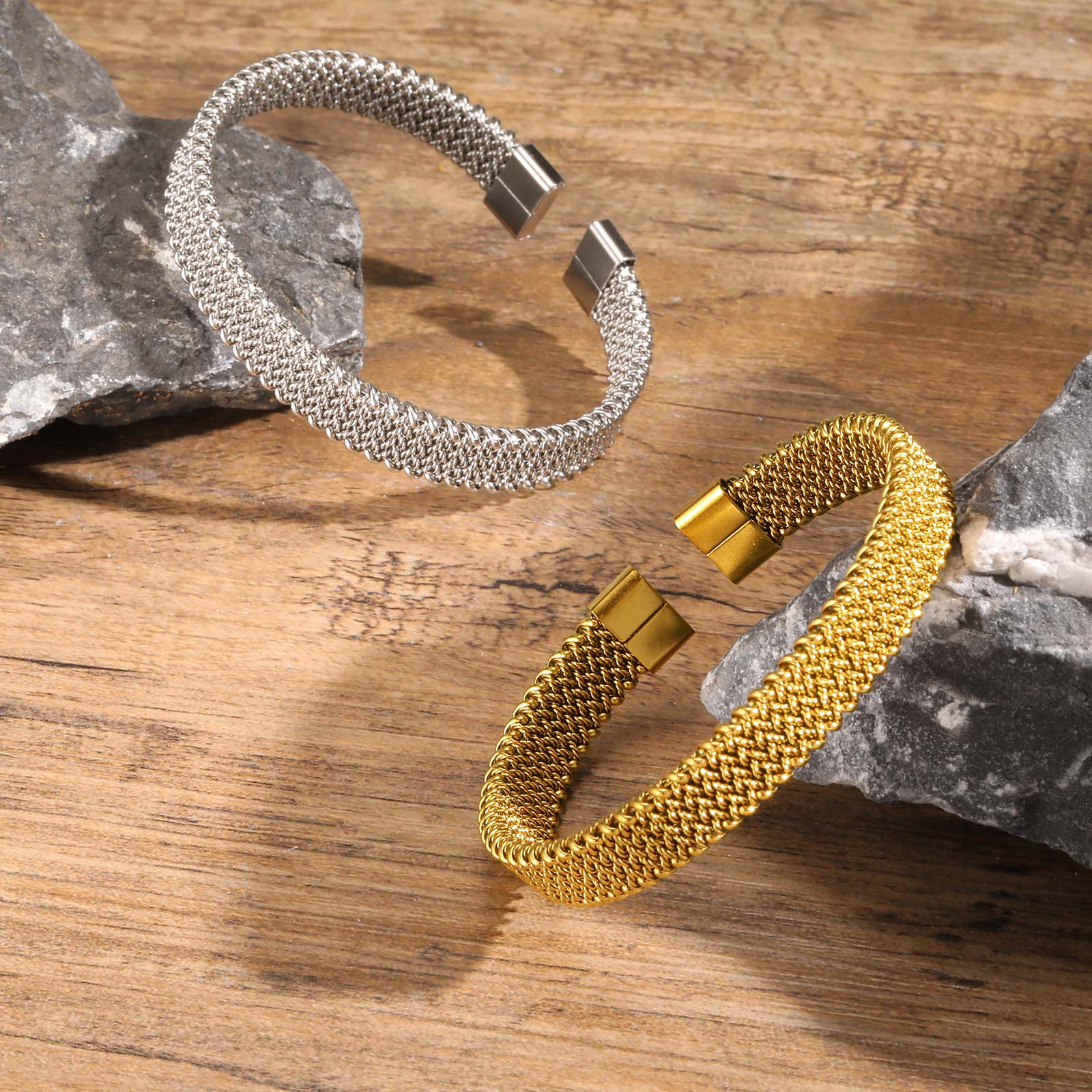 Открытый браслет с плетеным эл – обзор и цена Mesh Strap Metal