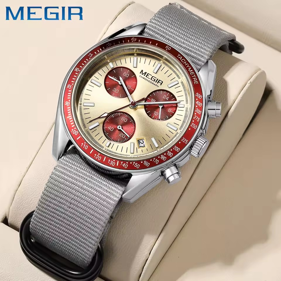 MEGIR 2247, мужские роскошные  – обзор и цена Canvas Strap Watch