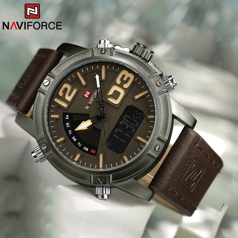 NAVIFORCE лучший бренд мужские – обзор и цена Leather Watch Band Men