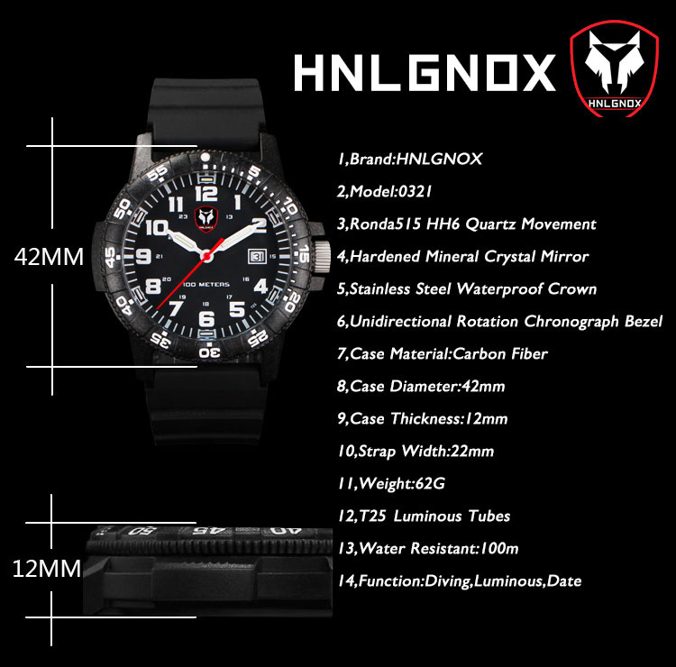 Часы наручные Hnlgnox мужские  – обзор и цена Rubber Strap Diver