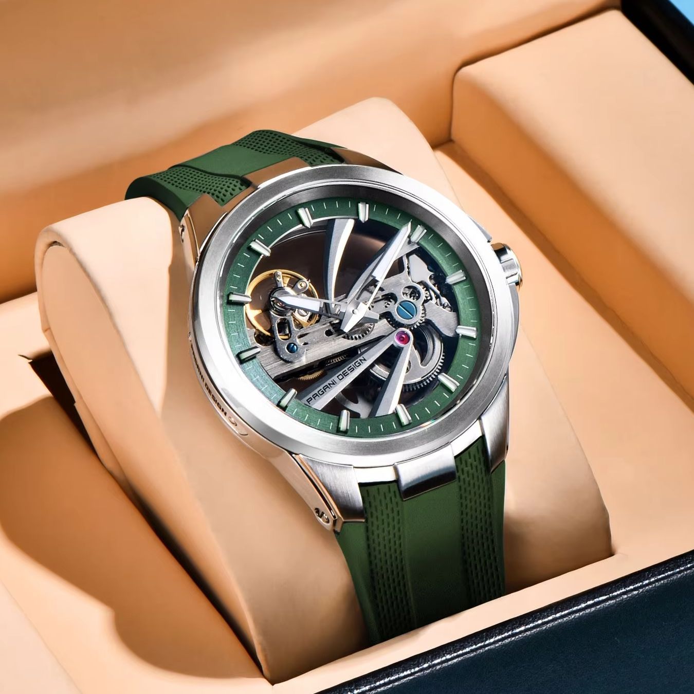 Механические часы Green Skelet – обзор и цена Rubber Strap Diver