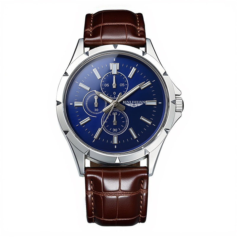 Мужские кварцевые часы-хроногр – обзор и цена Leather Watch Band Men