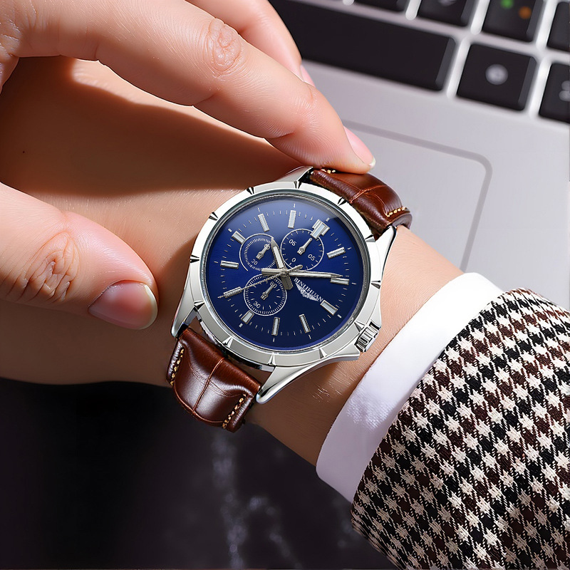 Мужские кварцевые часы-хроногр – обзор и цена Leather Watch Band Men