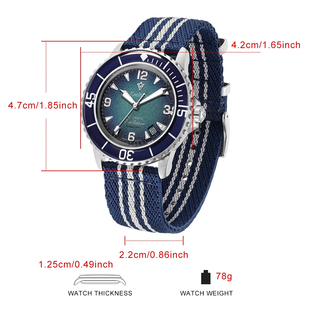 CADISEN Deep Explorer MIYOTA 8 – обзор и цена Canvas Strap Watch